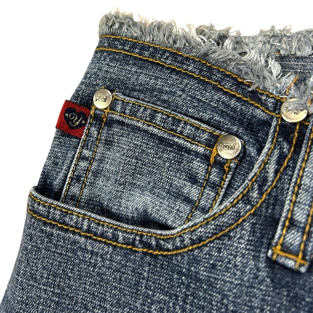 YMI Y2K Frayed Distress Hi-Rise Light Flare Jeans - Picture 3 of 7